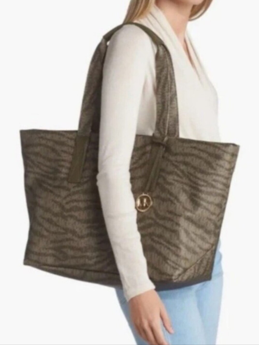 Michael Kors "The Michael Bag" Olive Animal Print Tote